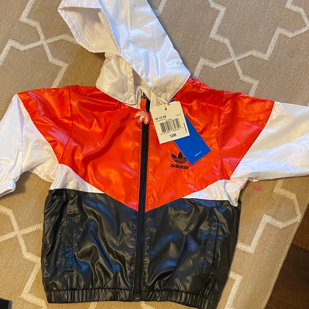 Adidas Kids rain jacket with removable hood (windbreaker)